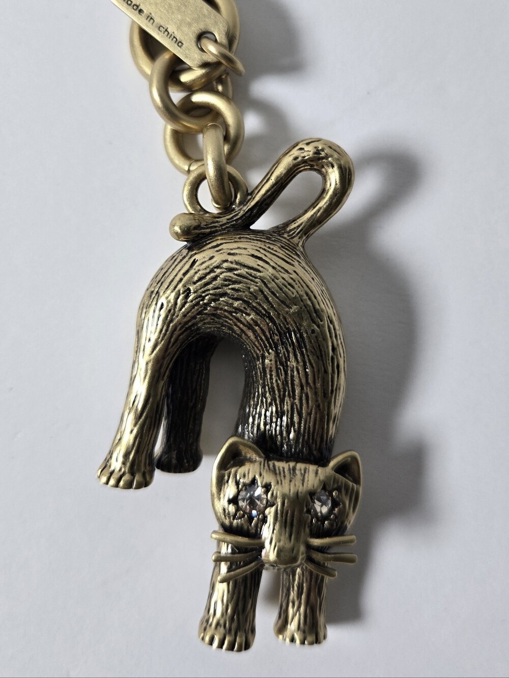 Coach Gold Cat Keychain Charm - Gold Tone Cat Pendant
